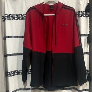 Adidas Two-Tone Red and Black windbreaker jacket